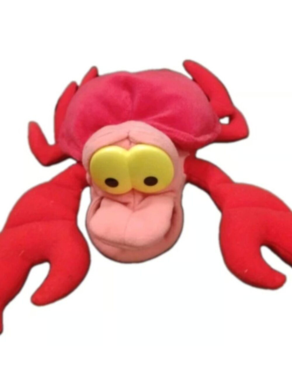 Vintage The Little Mermaid Sebastian Crab Plush Stuffed Animal Yellow Eyes 10 In